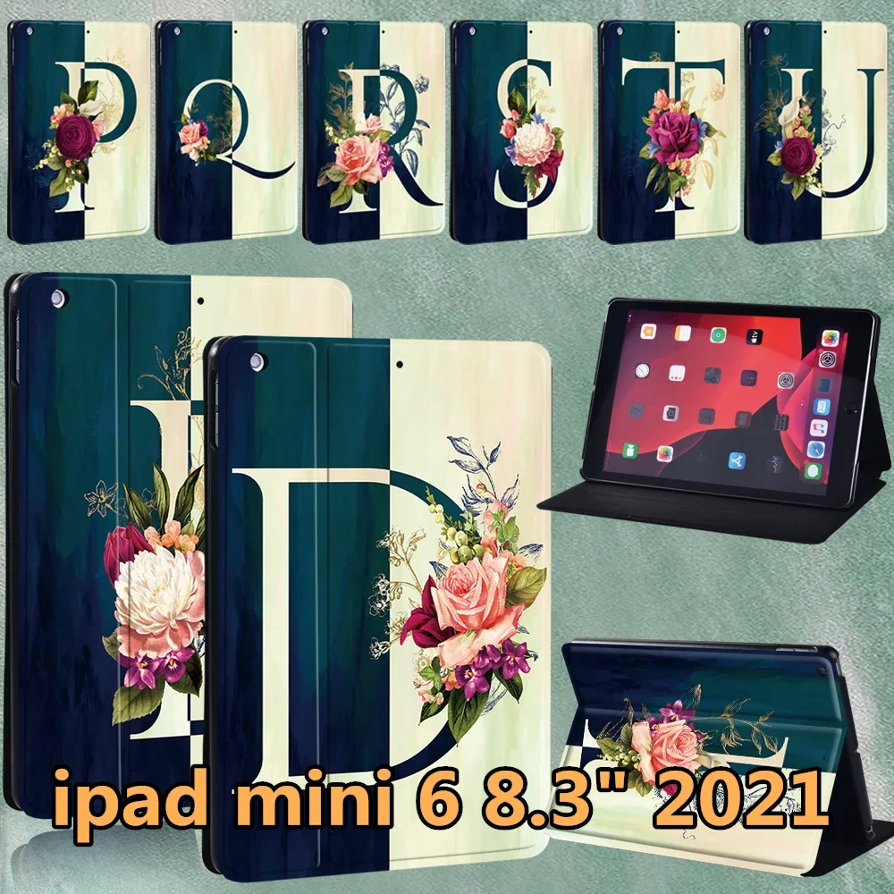 

New Case for IPad Mini 6 A2567 A2568 A2569 Case Funda Apple IPad Mini 6 2021 8.3" Leather Half Letter Pattern Protective Cover