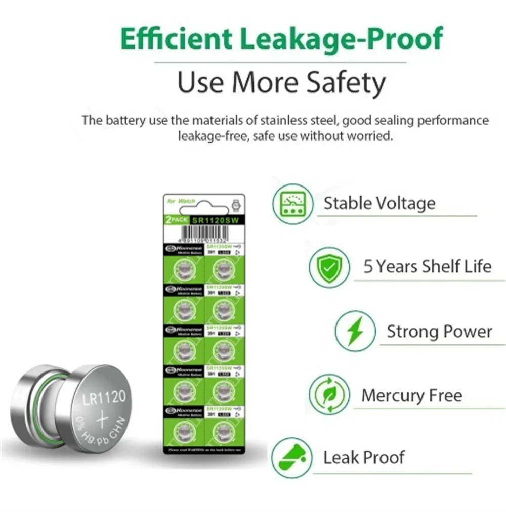 5-10 قطعة 1.55 فولت AG8 50 مللي أمبير بطاريات زر LR1120 391 SR1120 R1120W CX191 G8A 191 391A SR1120SW خلية عملة ساعة اللعب الخليط عن بعد #5