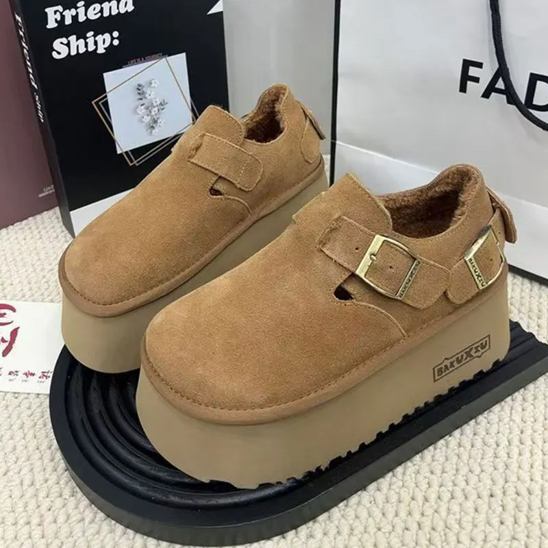 Sapatos de inverno femininos tamancos plataforma trepadeiras novos sapatos mulher 2025 tamancos plataforma novas trepadeiras