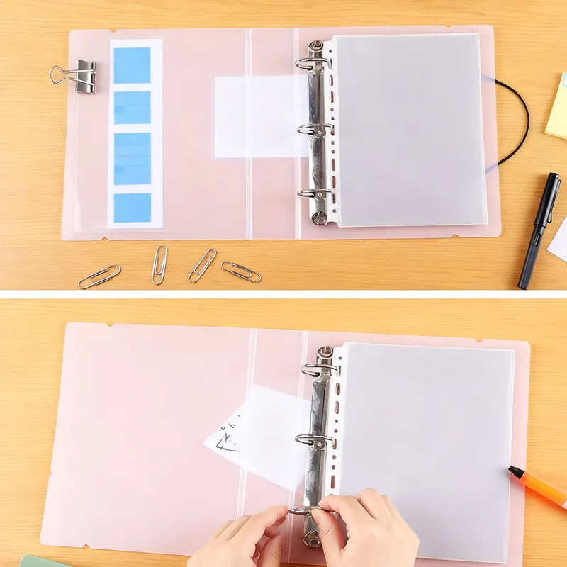 50Pcs A4/B5/A5 File Bag Loose Leaf Clear Binder Sleeves Thin Plastic Transparent Sheet Document Protector Folder Office Supplies