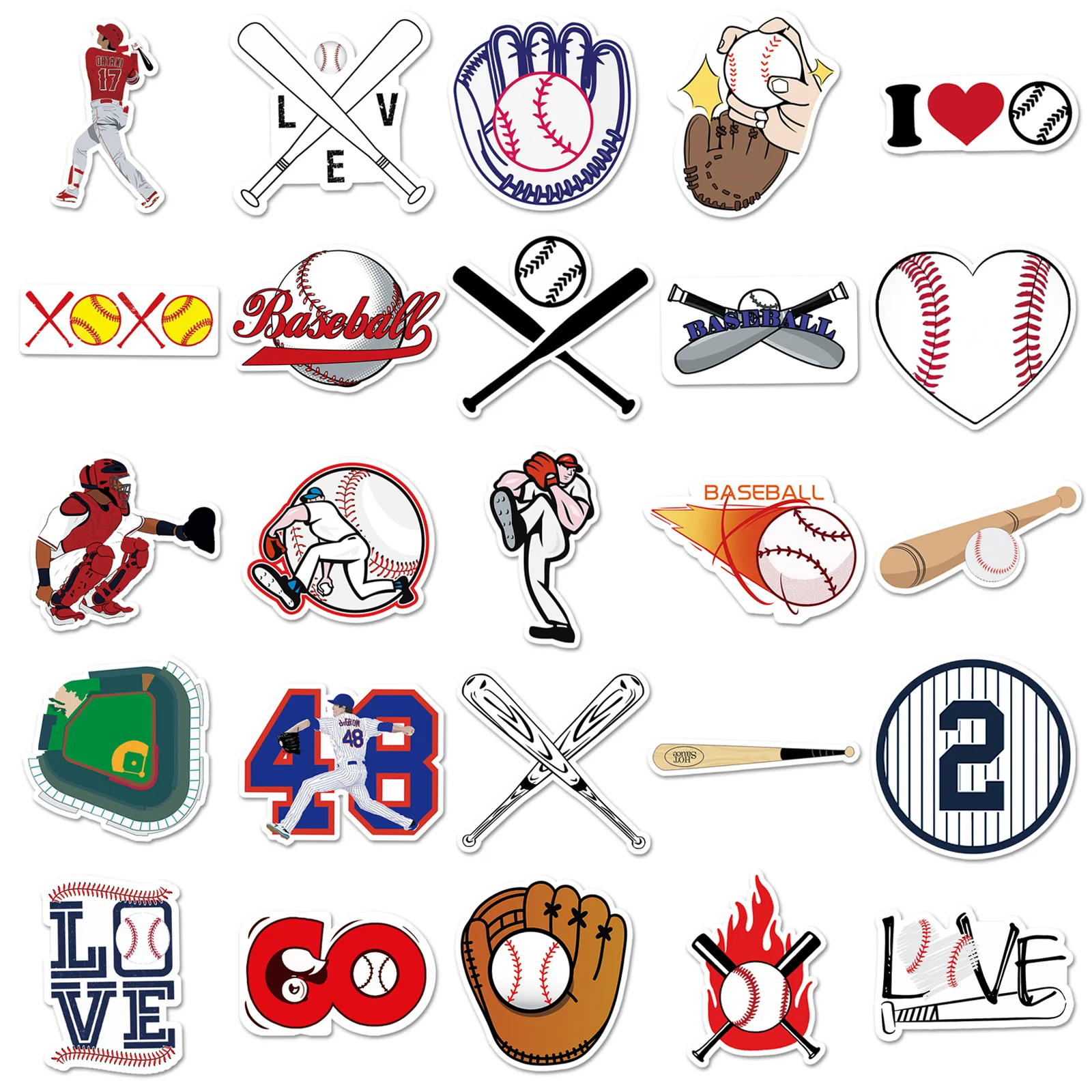 10/50 STUKS Creatieve Cartoon Sports Baseball Notebook Bagage Handaccount Decoratie Gitaar Telefoon Waterdichte Stickers Groothandel