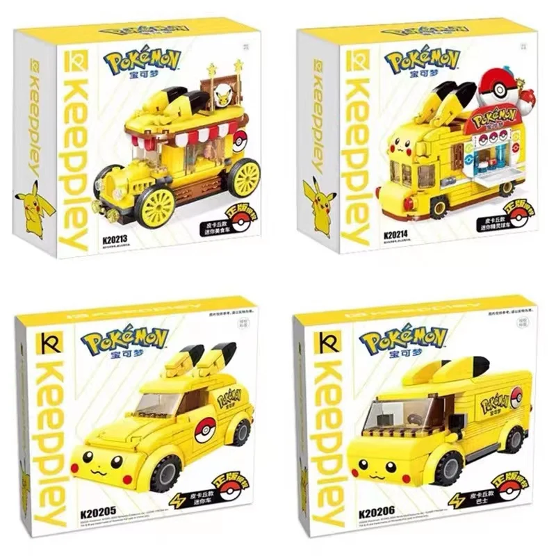 Anime Pokemon Pikachu Mini dessin animé elfe balle voiture camion de nourriture blocs de construction bricolage modèle assemblé bloc brique enfants Puzzle jouets