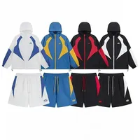 S&Y Cross-Border Embroidered Letter Splicing Color Block Men's Women's Casual Set Short Pants Outdoor Windbreaker Jacket