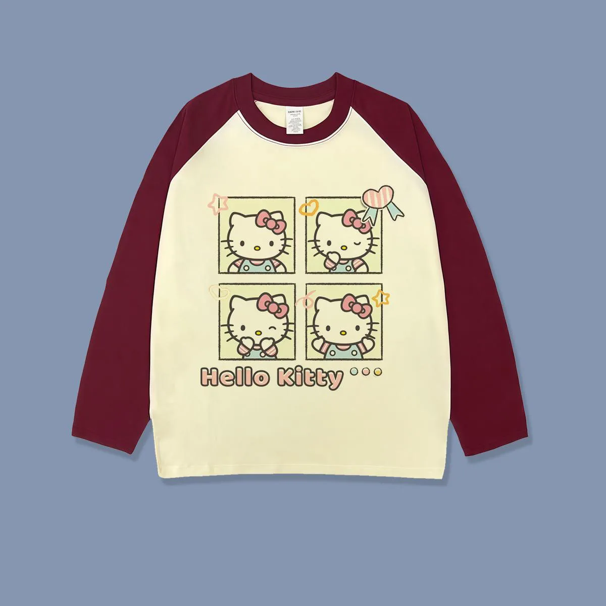 مرحبا كيتي الفتيات القطن الربط تي شيرت ربيع الخريف جديد الأطفال الكرتون طباعة البلوز عادية فضفاض كم طويل بلايز #3