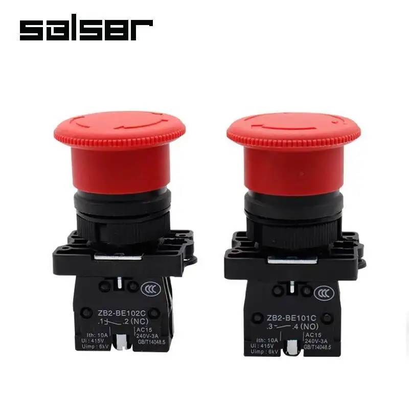 1NO/1NC توقف الطوارئ 22 مللي متر تصاعد XB2-ES541(ES542) مفتاح بـزر دفع الفطر الأحمر رئيس التحكم 220 فولت 10A