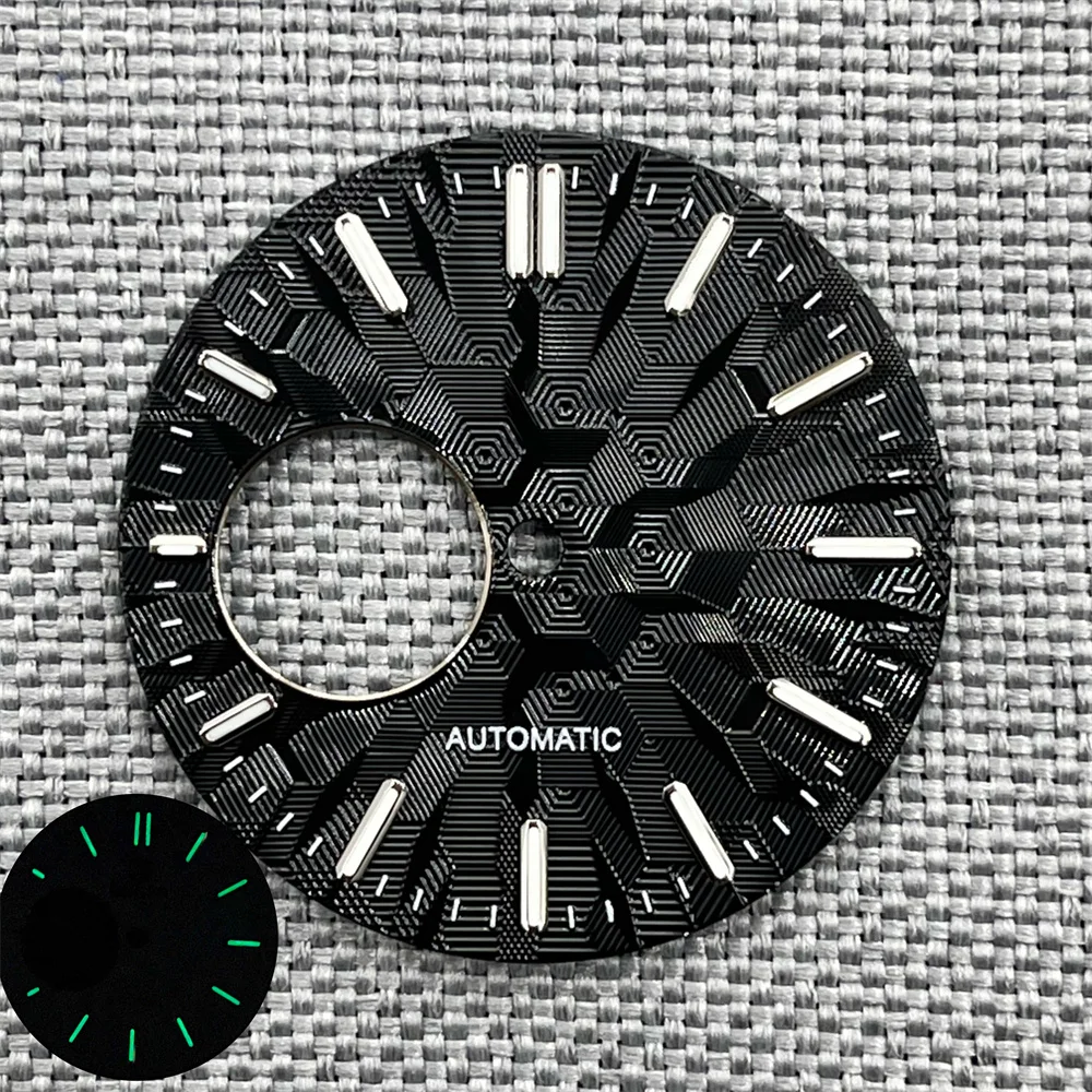 31mm New NH38 Watch Dial Transparent Skeletonized Watch Face Modified Diving Watch Face Green Luminous Scale Dial