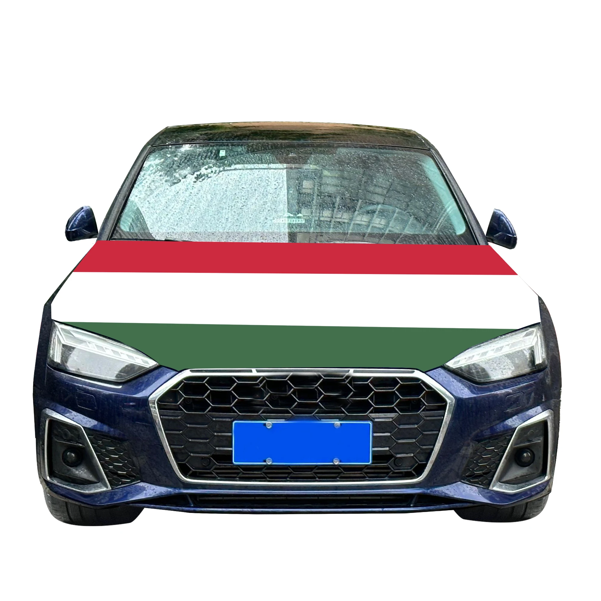 Hungary Car Hood Cover Flag  Universal Size Elastic Polyester 120x150cm for Car Decor