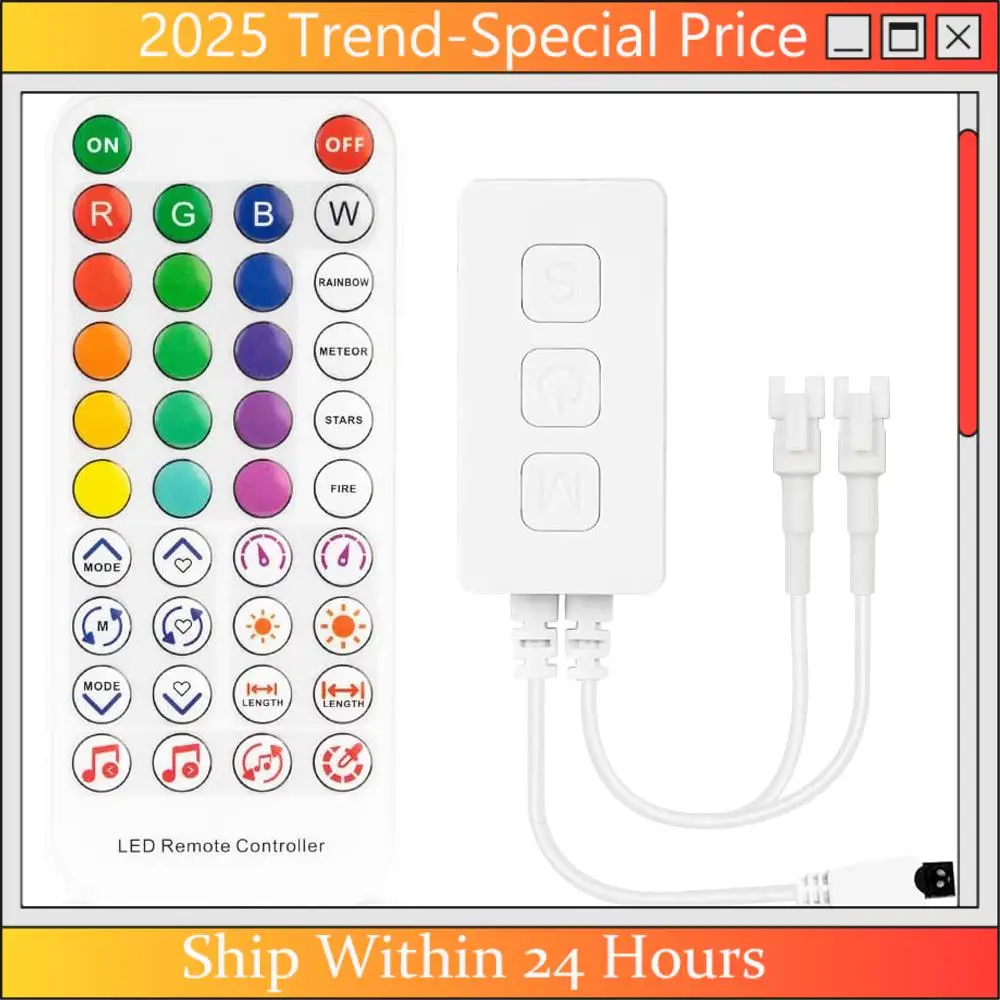Controlador de música Bluetooth AA64 SP617E SK6812 RGBW, micrófono incorporado, controlador de tira de luz LED WS2814 TM1824 DC5V-24