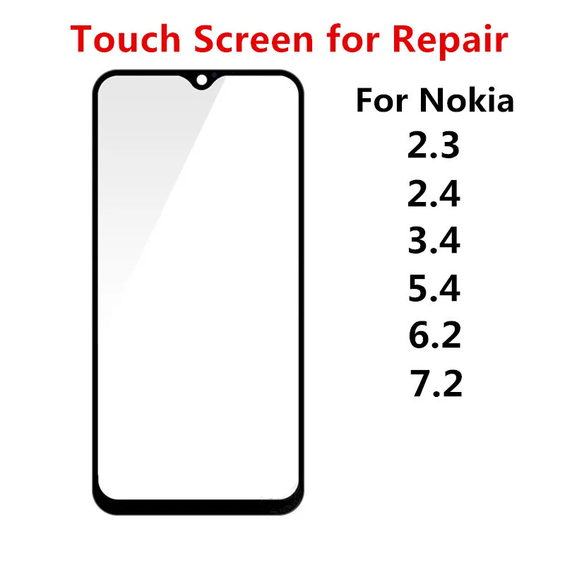 Outer Screen For Nokia 2.3 2.4 3.4 5.4 6.2 7.2 Front Touch Panel LCD Display Screen Out Glass Cover Lens Repair Replace Parts