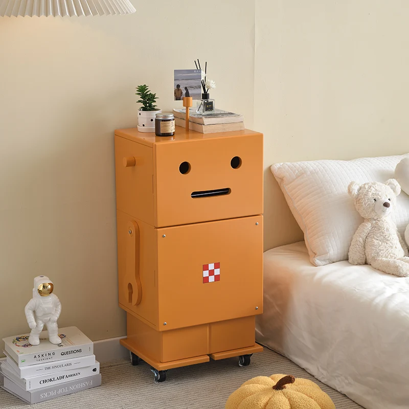 Japanese robot bedside table, bedroom, living room, creative bucket cabinet, snack cabinet, movable and personalized storage cab