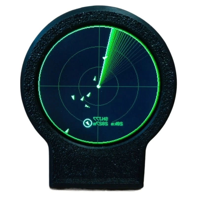 ABRN-USB-C Deskradar,Live ADS-B Flight Tracking Tracker Gadget With Sonar Grid Screen 3D Printed Case Aviation Desk Decor