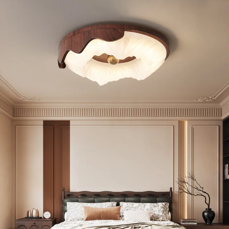 Medieval, walnut color, master bedroom, ceiling lamp, personality, creativity, warmth, study