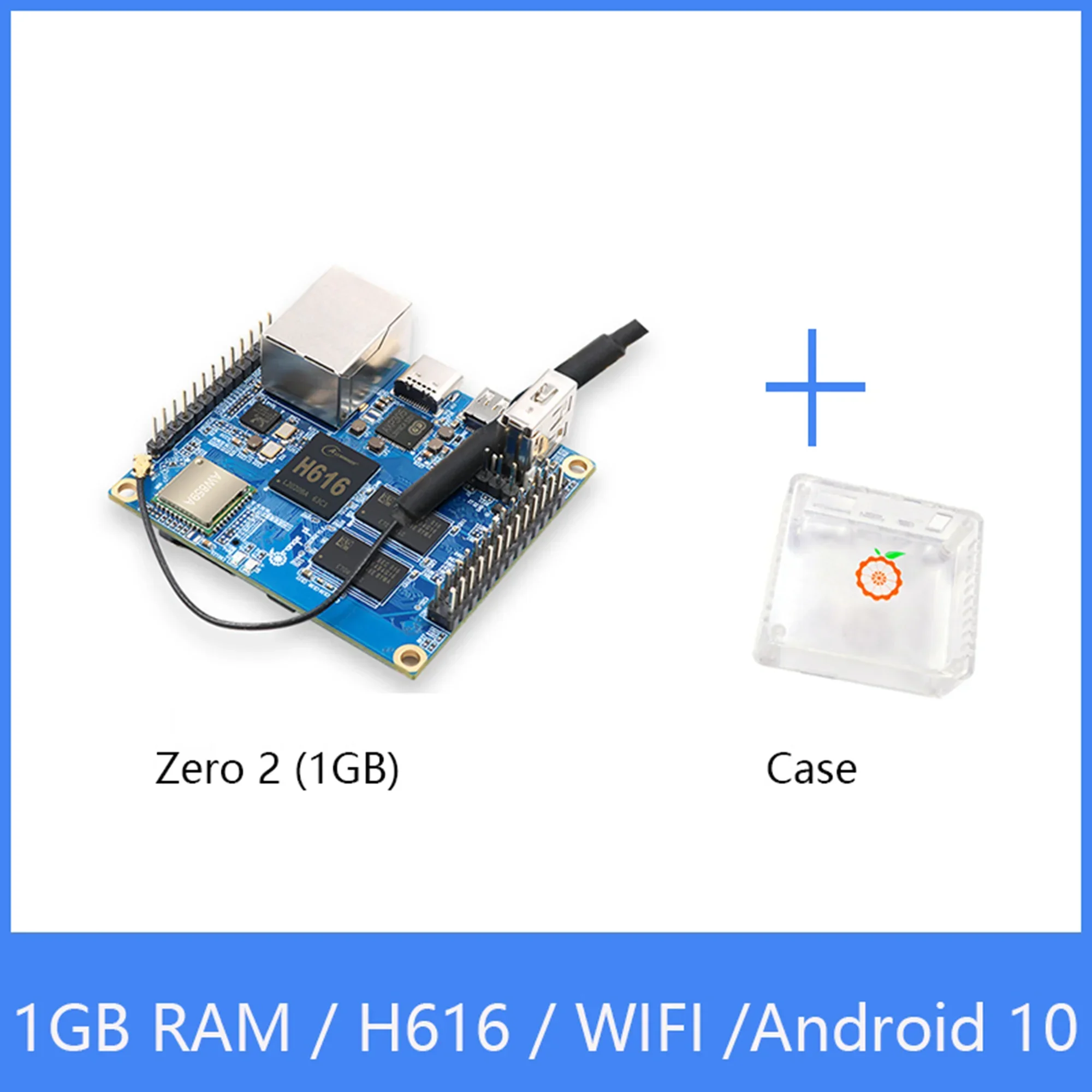 Orange Pi Zero 2 1GB+ABS Transparent Case, Allwinner H616 Chip,Support BT, Wif ,Run Android 10,Ubuntu,Debian linux raspberry