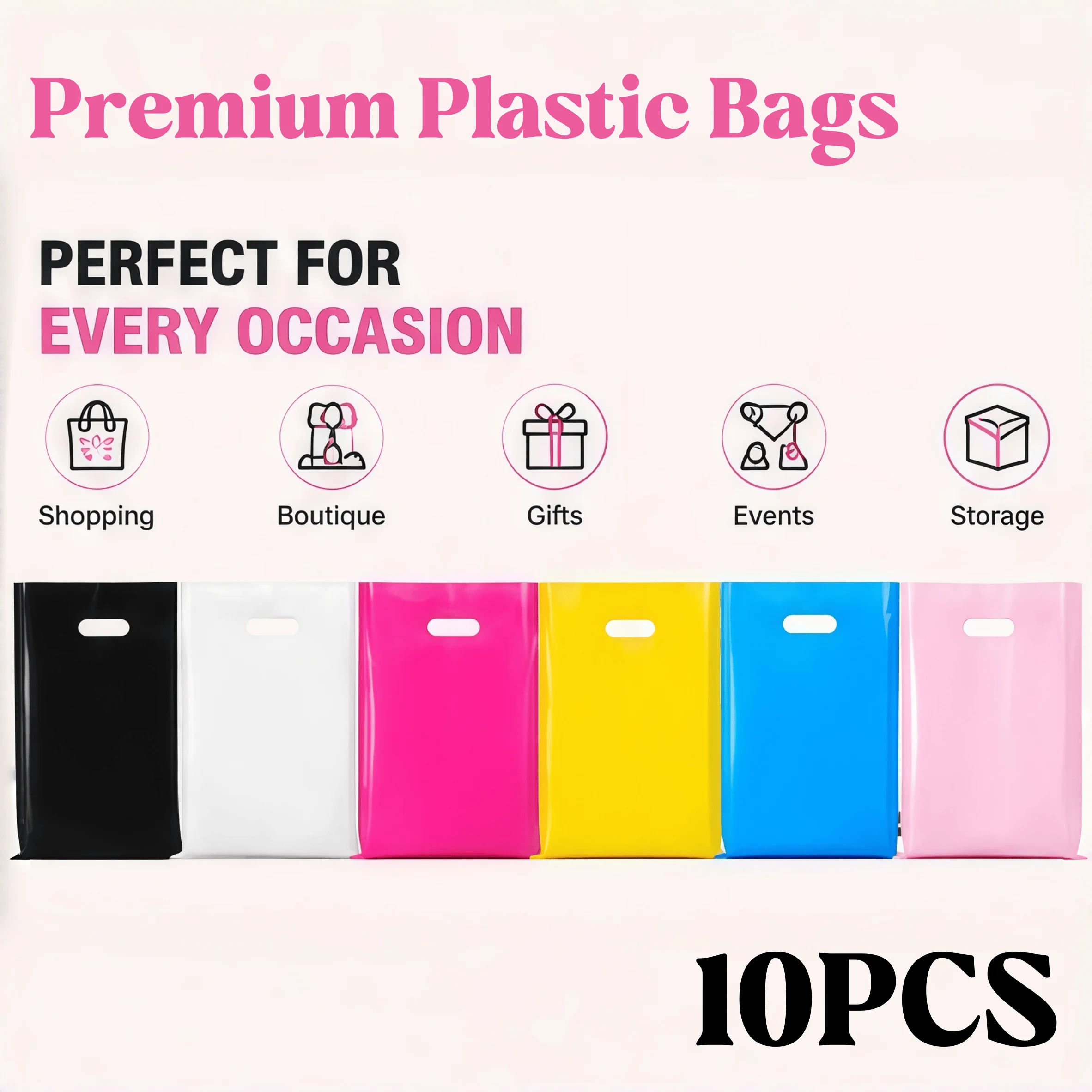 10pcs Colorful Shopping Bag With Handle Gift Bag Portable Plastic Bag for Christmas Wedding Birthday Party Clothes Packaging Bag