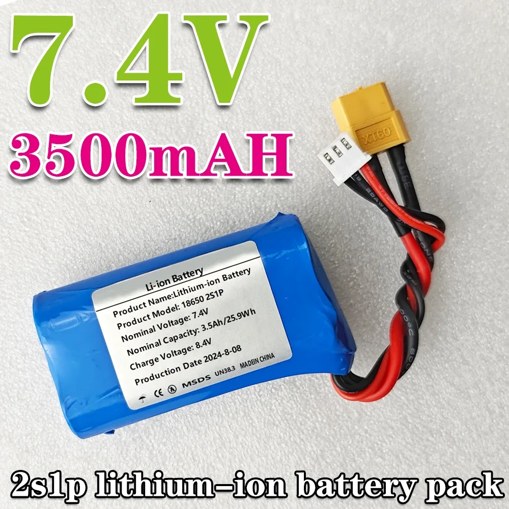 

18650 battery pack 7.4V 2S1P 3500mAh lithium-ion rechargeable battery, suitable for various drone sound amplifiers