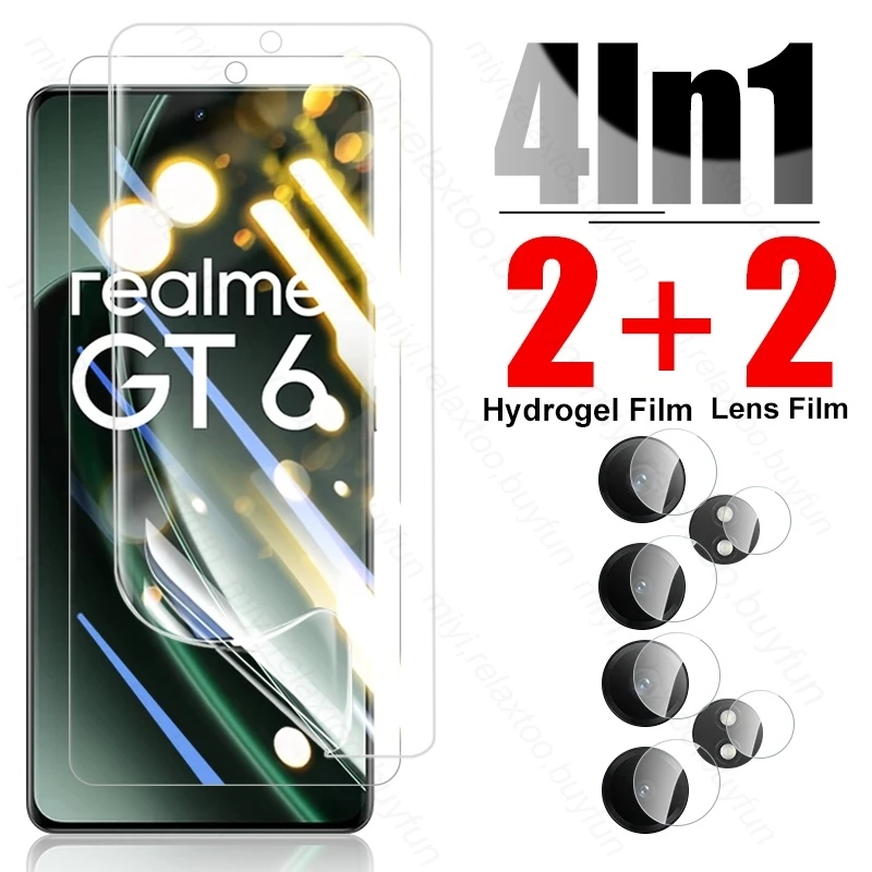 4 In 1 Camera Glass for Realme GT 6 GT6 RealmeGT6 Hydrogel Film Screen Protectors 5G on Realmi Realmy GT6T GT 6 T T6 RealmeGT6T