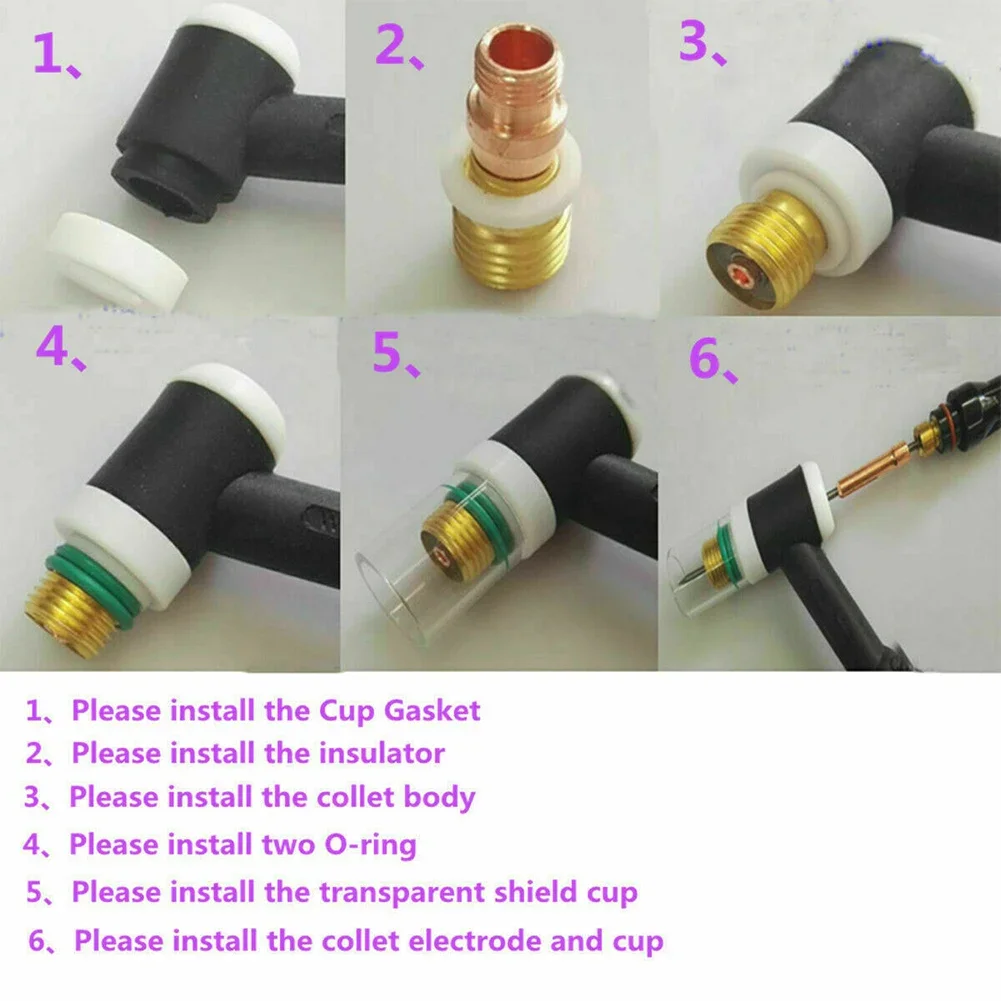 Glass Welding Cups TIG Gas Lens Kit For TIG Welding 15 2.5 25mm Professional Welding Projects Kit Welding Nozzle