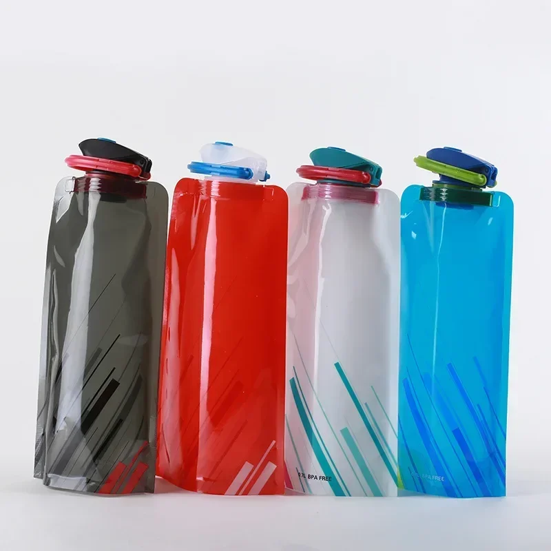 Portable Ultralight Foldable Water Bag 700ml Water Bottle Pouch Outdoor Sport Supplies Hiking Running Soft Flask Water Bottle