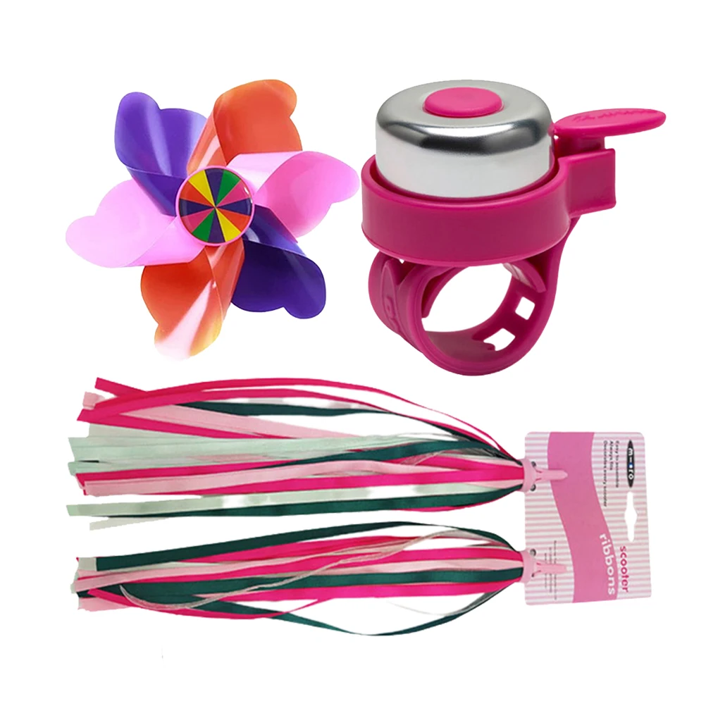 

3pcs Pink Bicycle Accessories Kids Bell Tassel Handlebar Decorations for Child Scooter Accessories