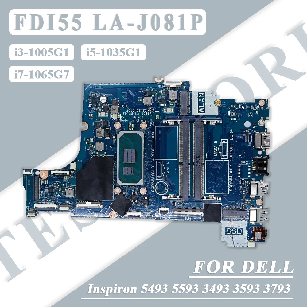 

LA-J081P For Dell Inspiron 5493 5593 3493 3593 3793 With i3/i5/i7-10th Gen CPU 004C38 0TW31C 03DD3K Mainboard 100% Fully Tested