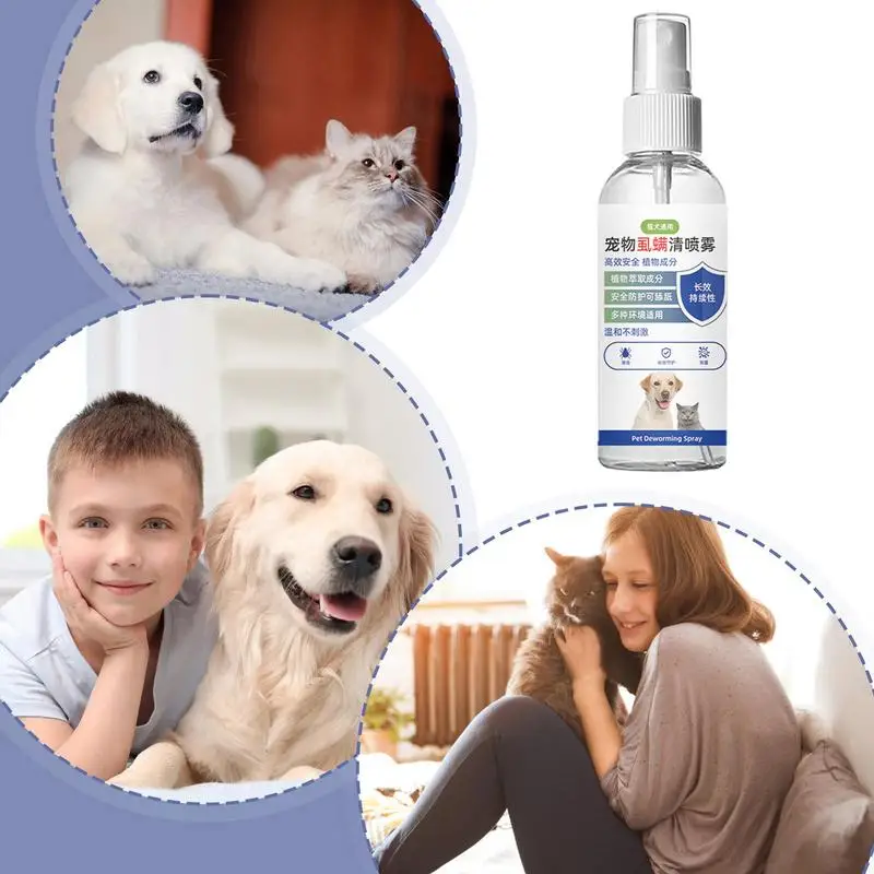 Spray para proteção contra moscas para animais de estimação, 100ml, casa, filhote de cachorro, gatinho, spray leve, secagem rápida, tapetes líquidos, solução de brinquedos