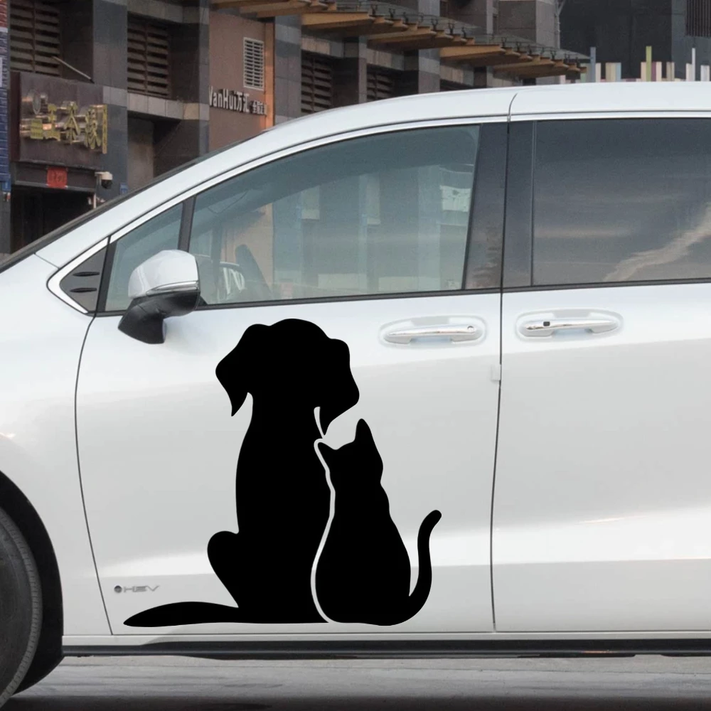 

Cat and Dog Friends Cartoon Stylish, Car Sticker PVC Accessories Sticker on Motorcycle Decoration Personality, Custom
