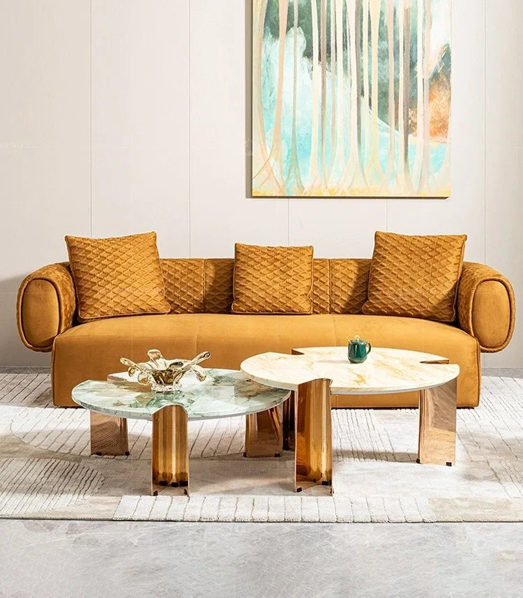 Italian light luxury size round coffee table combination modern living room high sense home designer creative high