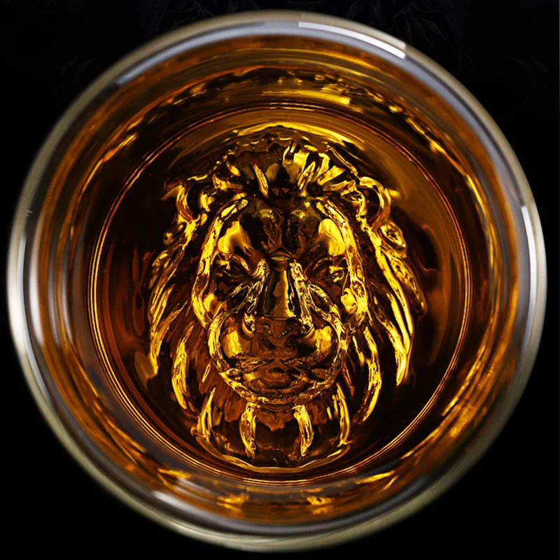 Mighty Male Lion Head Double Walled Whiskey Glass Creative Cocktail Cup Bar  Wine Glasses Tumbler Drinkware Beer Mugs Barware