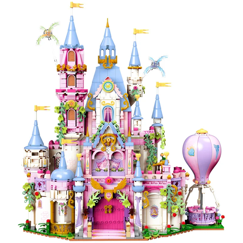 Dream Castle House Buildings Sets LED Princess Castle Modular Buildings Blocks 3D Desktop Decoration Gift for Adults Girl Kids