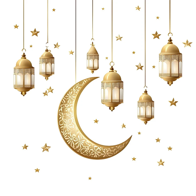 

Eid Mubarak Window Stickers Ramadan Kareem Supplies for Home Islam Muslim Party Supplies Eid Al-fitr Wall Stickers Decorations