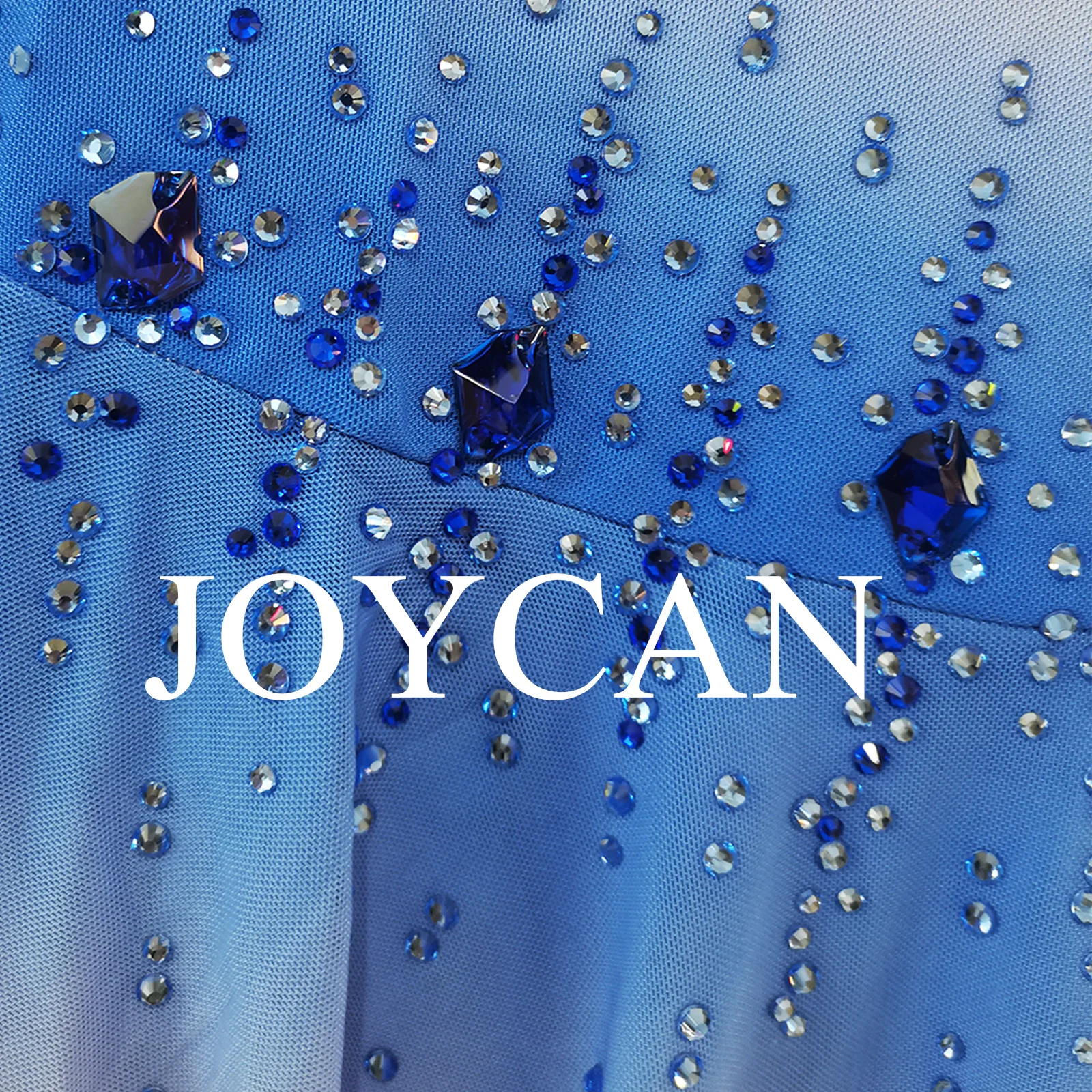 فستان JoyCan للتزلج على الجليد للفتيات باللون الأزرق من الألياف اللدنة القابلة للتمدد ملابس الرقص المخصصة