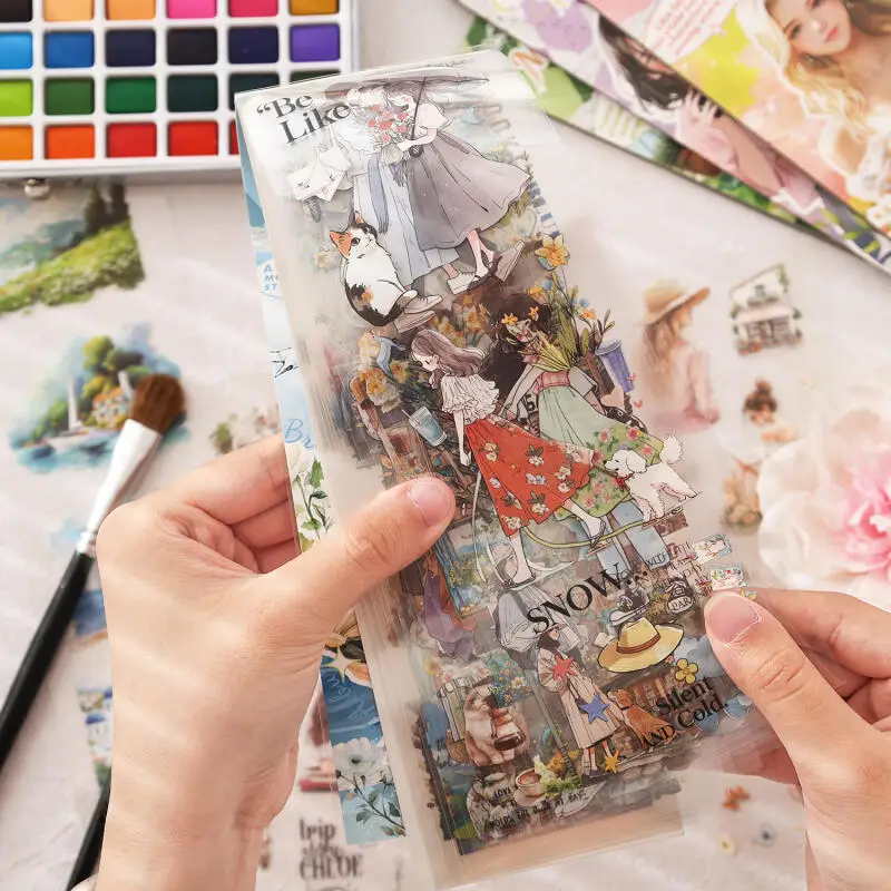 Card Lover 20 Pcs [Lightweight Tale Series] PET Cloud Wandering Character Landscaping Material Decor Scrapbooking Stickers