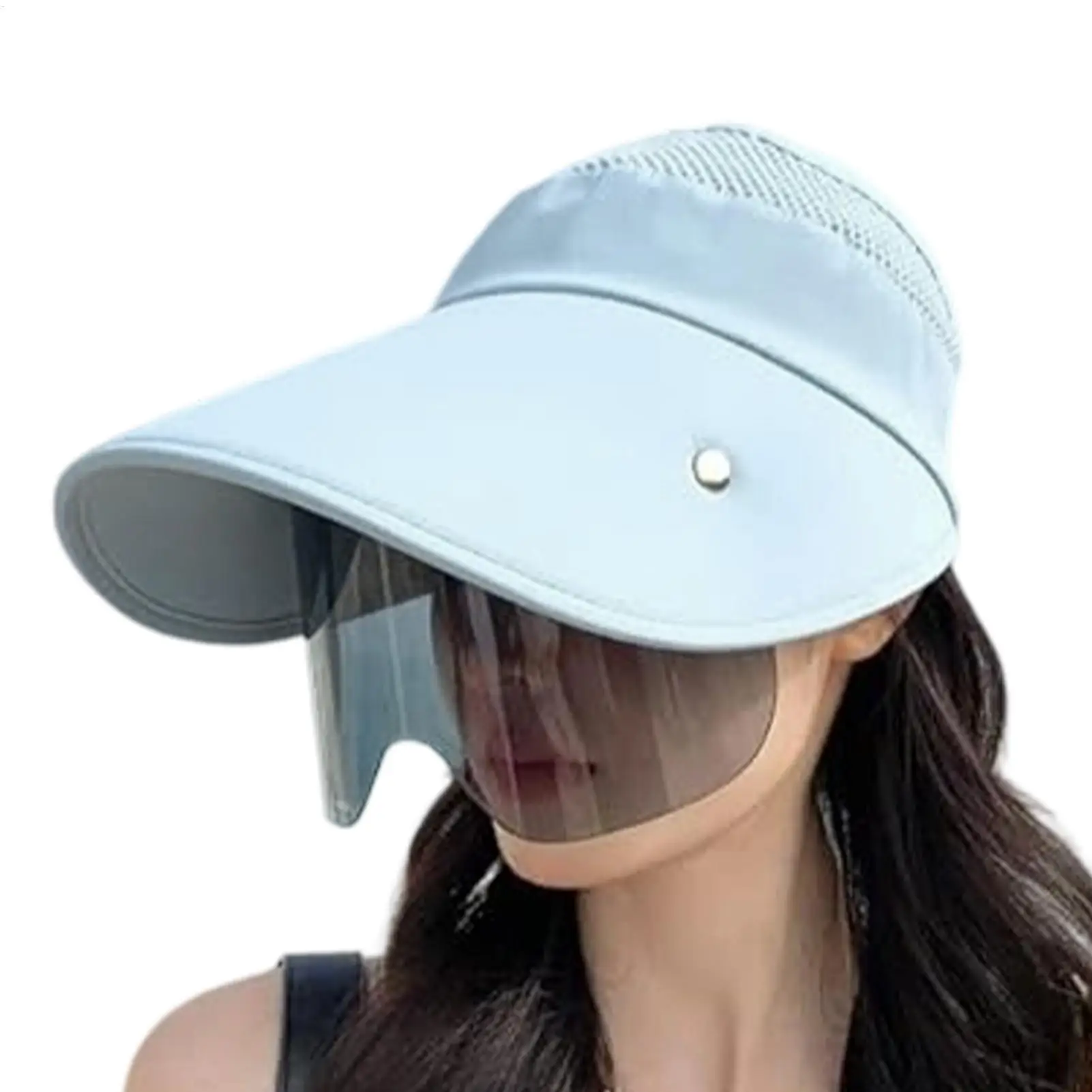 Summer Sun Shade Hat Lady Visor Cap Sunglasses Retractable Women Wide Brim Head Cover With Goggles For Outdoor Beach