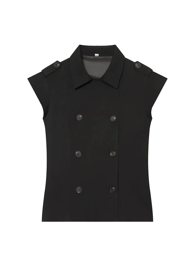 ZOCI 2026 Women's New Vest Simple Basic Style Slim Vintage Elegant Double Breasted Tank Tops Leisure Cropped Waistcoat Ladies