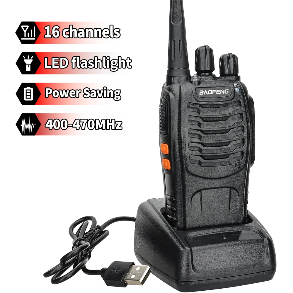 6 حزمة Baofeng 888S ترقية طويلة المدى UHF 430-440MHz راديو لاسلكي ثنائي الاتجاه 16CH جهاز إرسال واستقبال لاسلكي محمول باليد