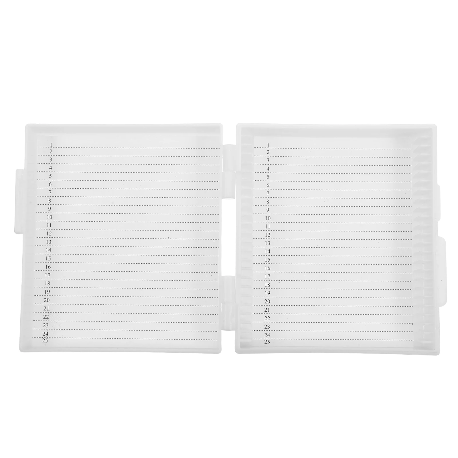 

25-Slot Laboratory Slide Storage Box Clear Reusable Plastic Microscope Slide Holder for Safe Specimen Organization Compact Lab