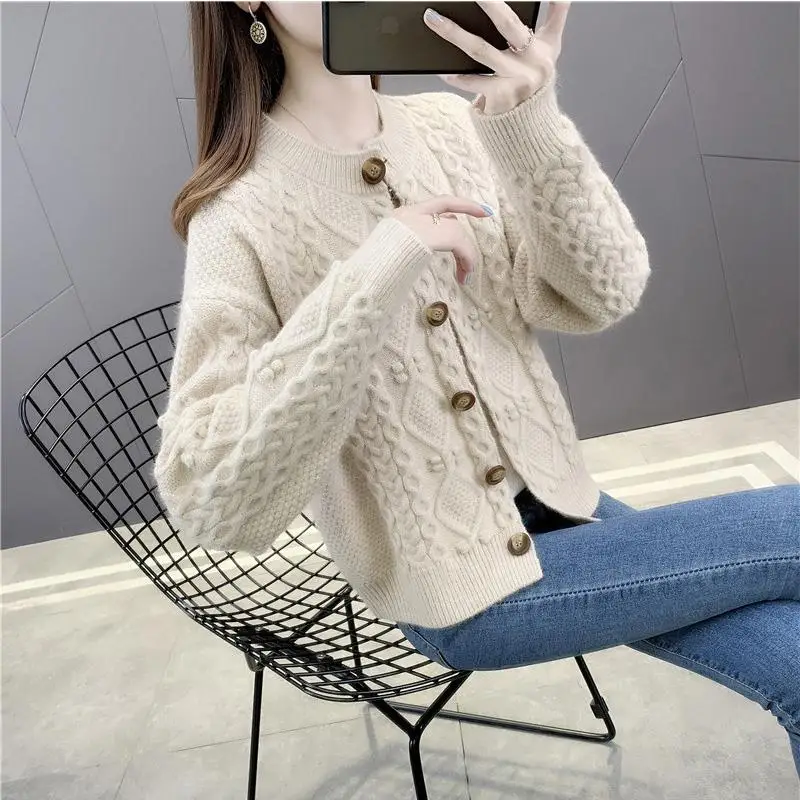 Spring Autumn Knitted Cardigan for Small Men 2024 New Casual Jacket for Women Loose Small Fragrant Style Women\'s Short Jacket