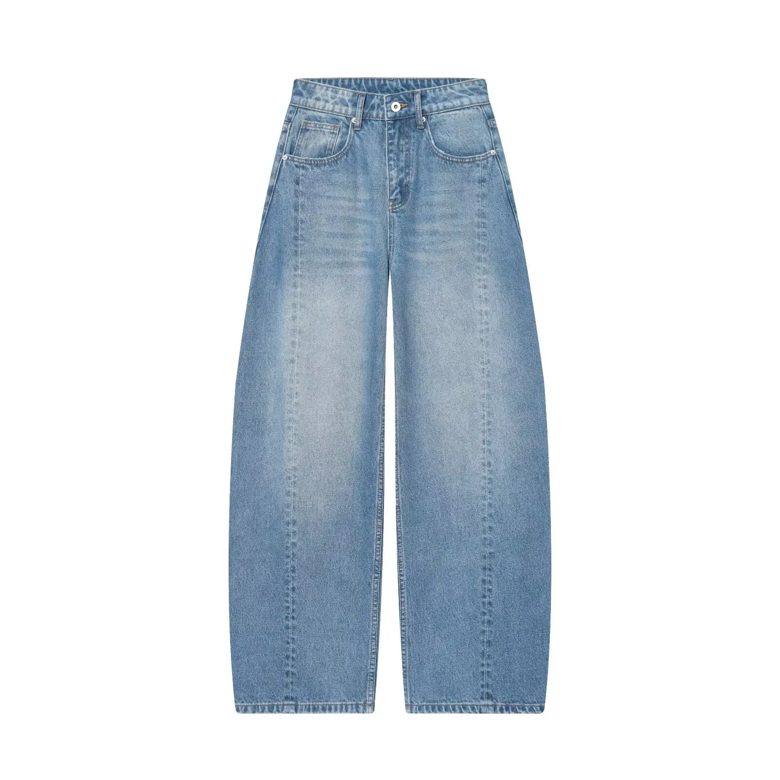 Maxdutti Women's Denim Pants Woman Clothes Vintage Mom Jeans Loose Wide Leg Jeans Minimalist Cotton High Waisted Women's jeans