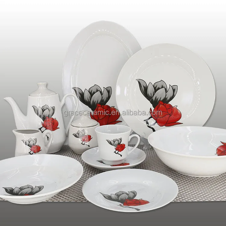 

Custom Porcelain Dinner Set Luxury Dinnerware 10 Pcs Crockery Dinner Sets Ceramic New Bone China 10Pieces Dinner Sets