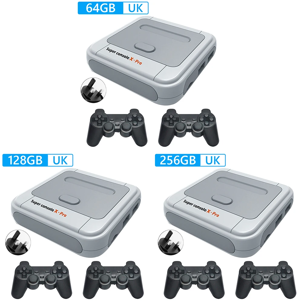 Super consola X Pro Game Box 70 + emuladores consola de juegos portátil compatible con HD/AV LAN/WiFi controladores inalámbricos duales hasta 5 jugadores
