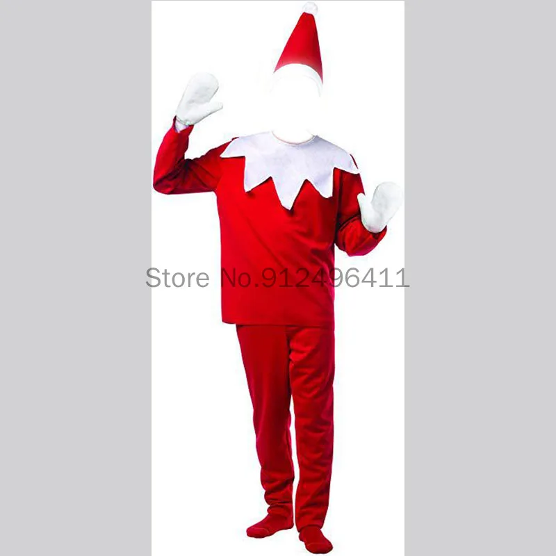 RED Elf Costume Adult Elf Xmas Csoplay Costume Red New Year Cosplay Party Dress Family Christmas Party Fancy Dress Clothes Set