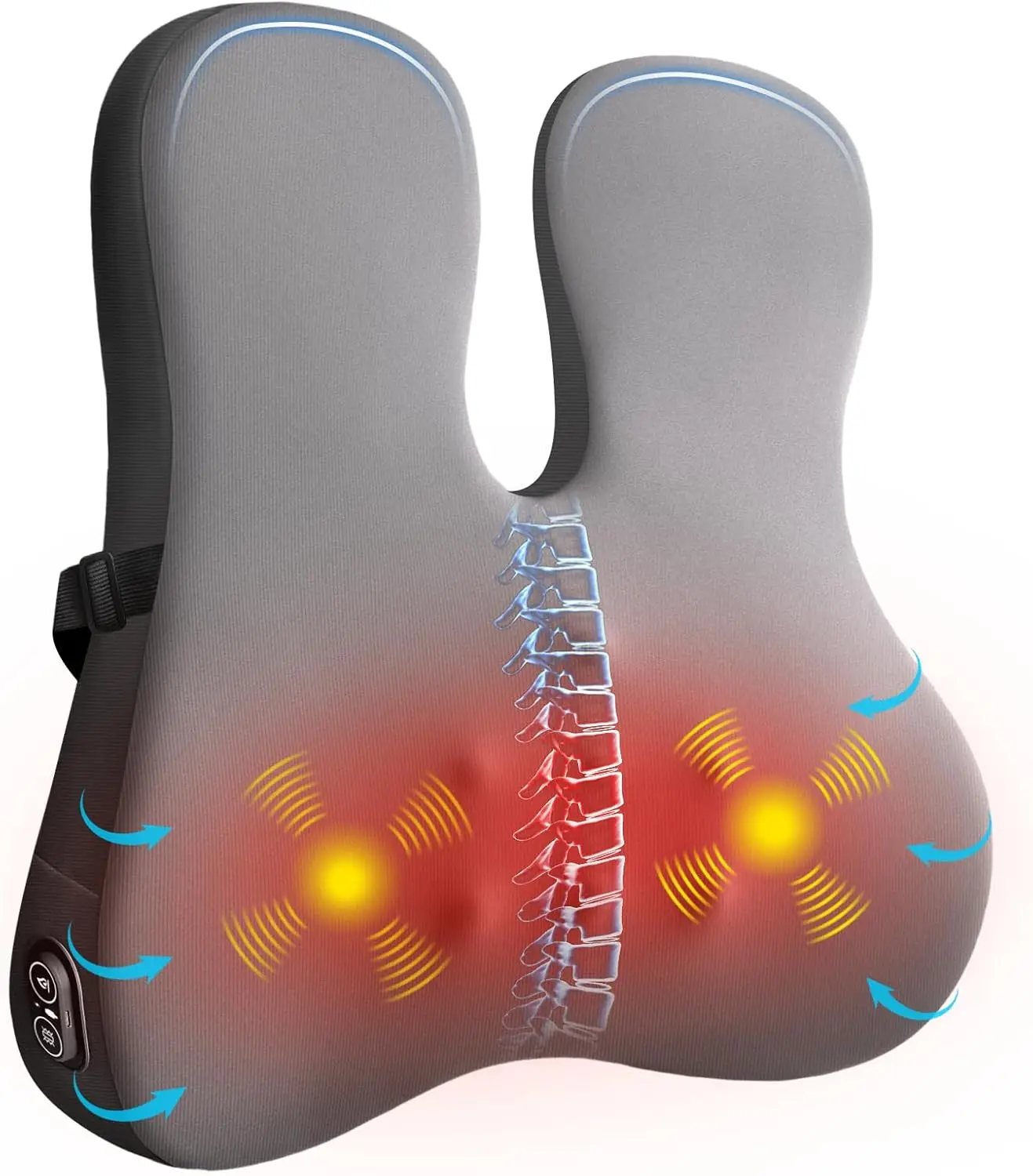 

Подушка с подогревом и вибрацией для поясницы для офисного кресла, эргономичная массажная подушка для спины с эффектом памяти для снятия боли