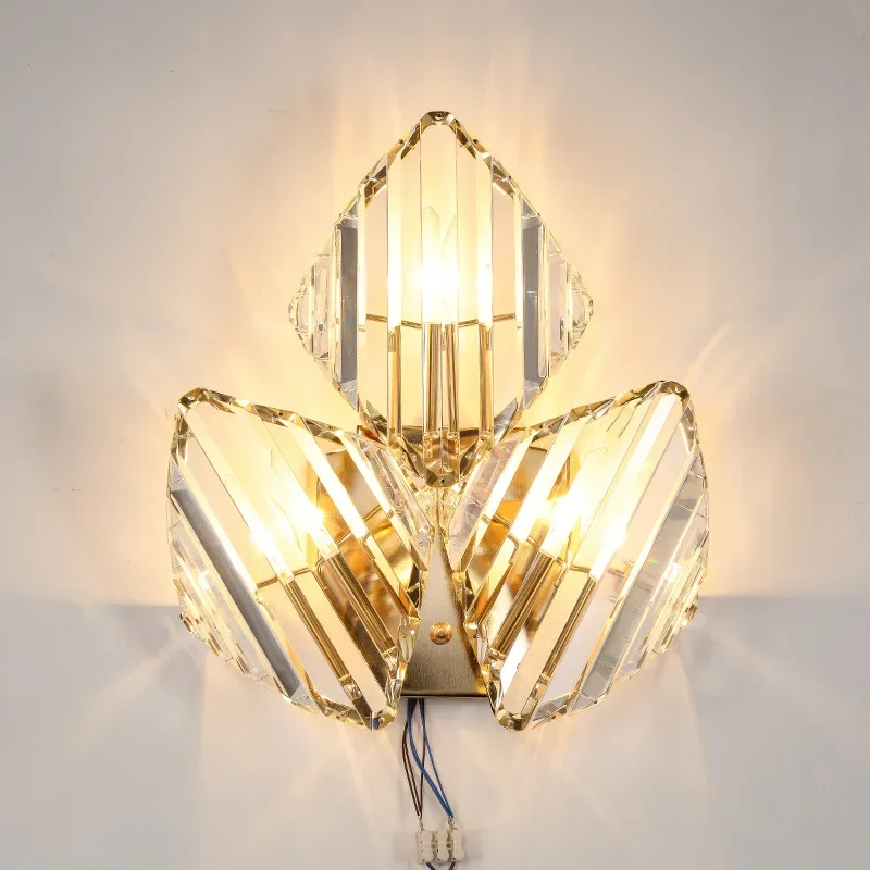 

Luxury Crystal Wall Lamps Modern Sconce Light Fixture Living Room Decoration Bedside Luminaire Hotel Hallway Home Lighting