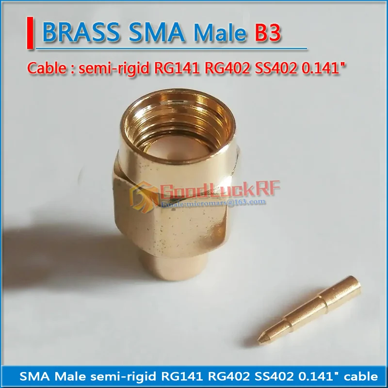 1X Pcs Connector SMA Male jack Solder for semi-rigid RG402 0.141\