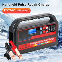 Handheld Car Motorcycl Battery Charger Digital LCD Display Auto Pulse Repair 12V / 24V Intelligent Pulse  Fast Power Charging