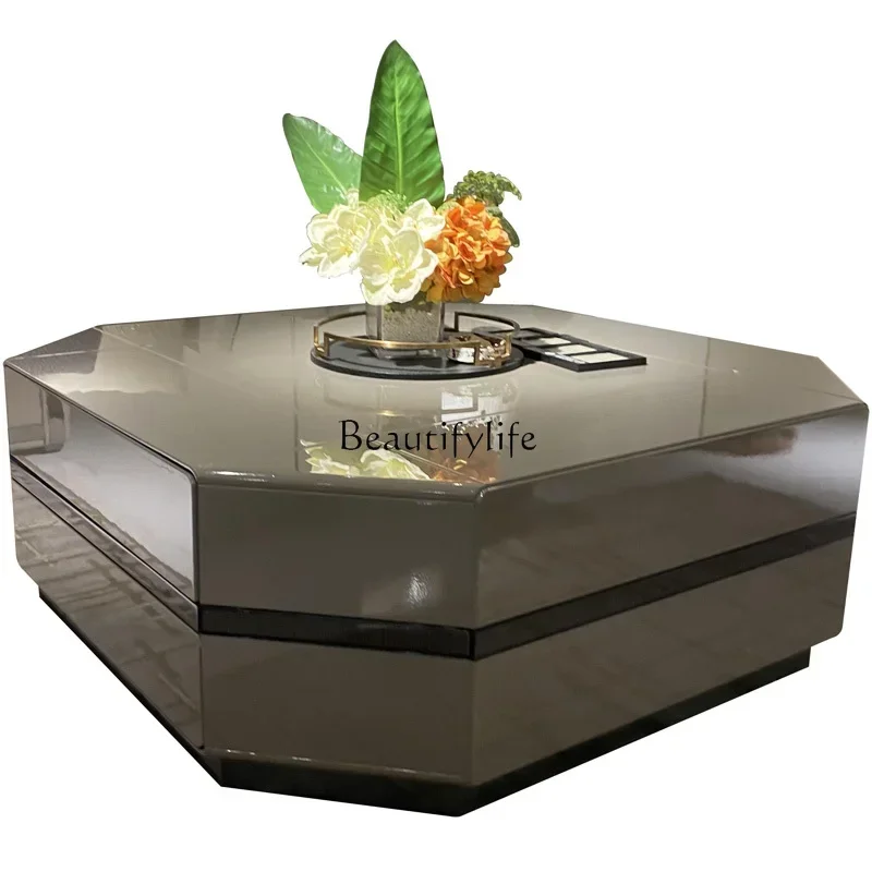 

55Italian simple solid wood living room square coffee table villa suite light luxury minimalist tea table