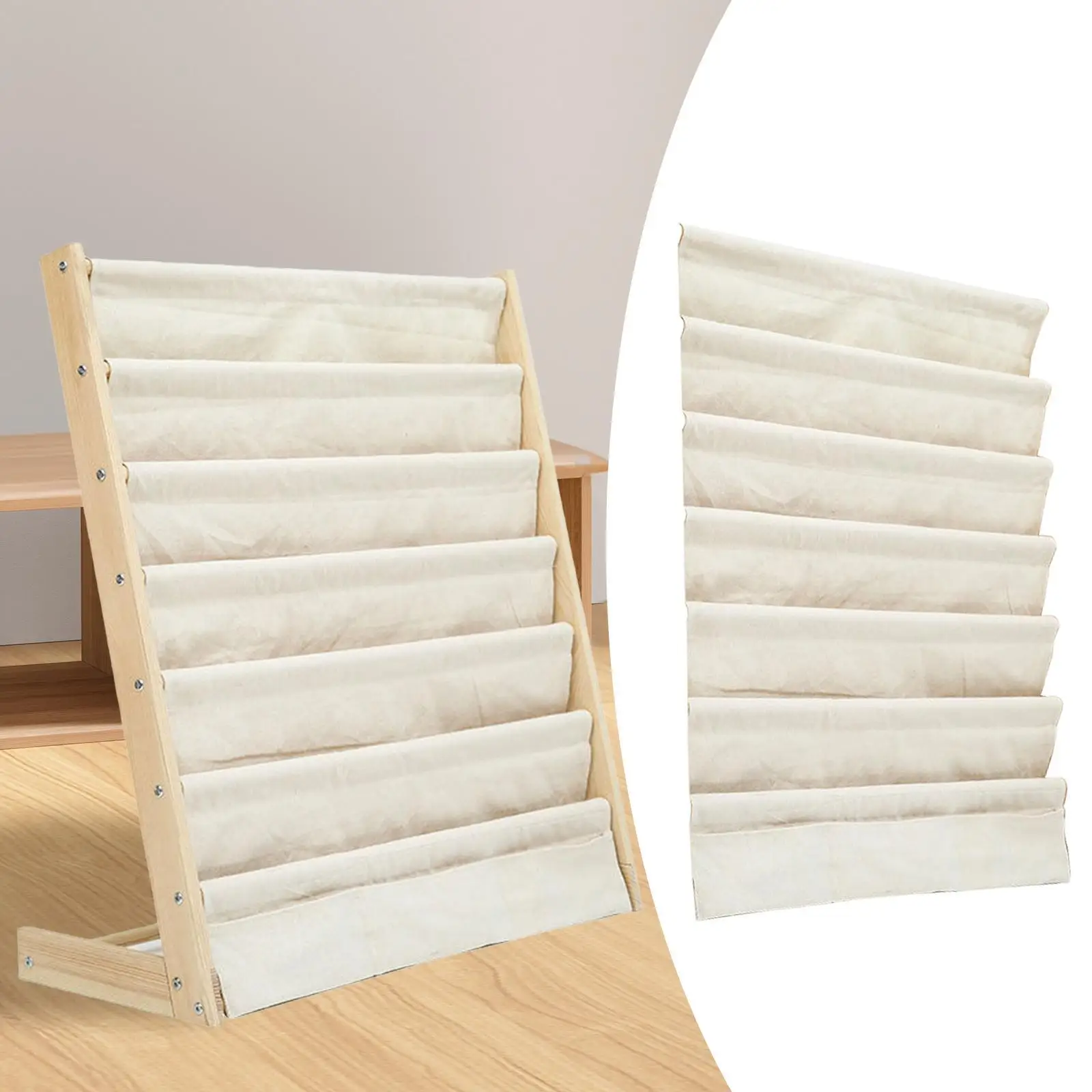 

Kids Bookshelf Pocket Bookcase Pocket Replace 7 Tiers Pocket for Children Room,