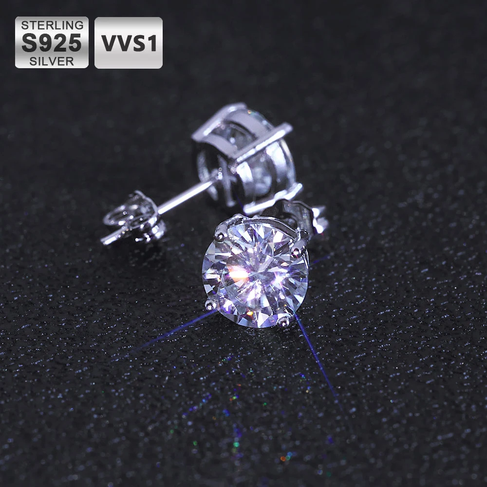 

ICEBLING 3-10mm VVS Mossanite Stud Earring 925 Sterling Silver Threaded Silver Needle Design Round Diamond Earring Wholesale