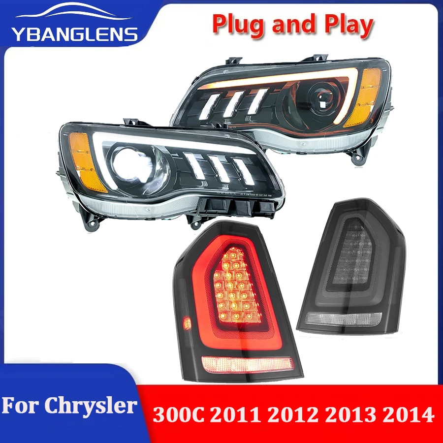 Car Led Headlights With Tail Lights Assembly For Chrysler 300C 2011 2012 2013 2014 Halogen Upgrade Led Front Rear Lights