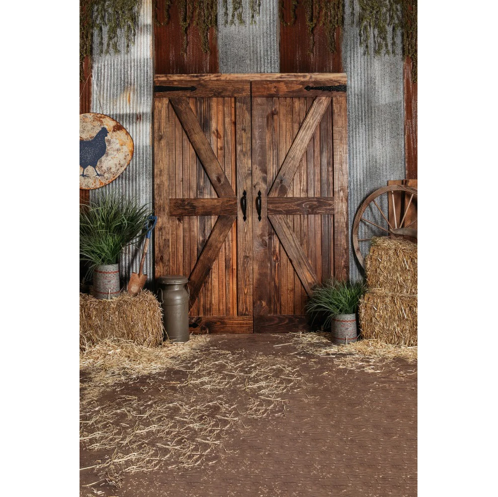 Laeacco Western Cowboy Backdrop Wild West Wooden House Granary Horse Boys\' Birthday Baby Shower Portrait Photography Background